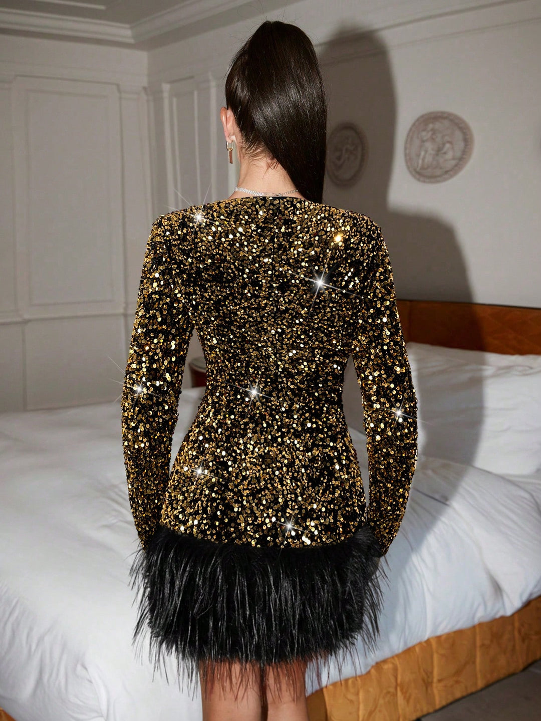 Rochie scurtă SHEIN, auriu