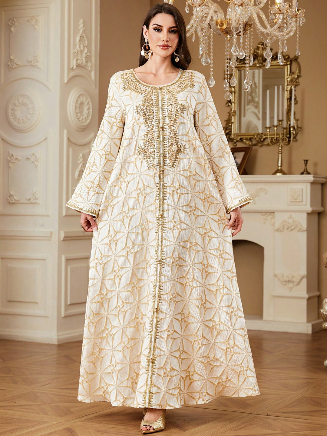 Set caftan și jalabiya SHEIN, roz