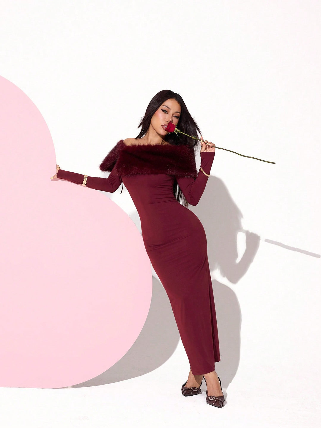 Rochie maxi SHEIN, vișiniu