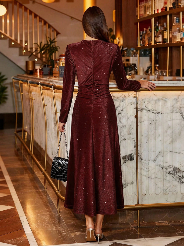SHEIN maxi ruha, bordó