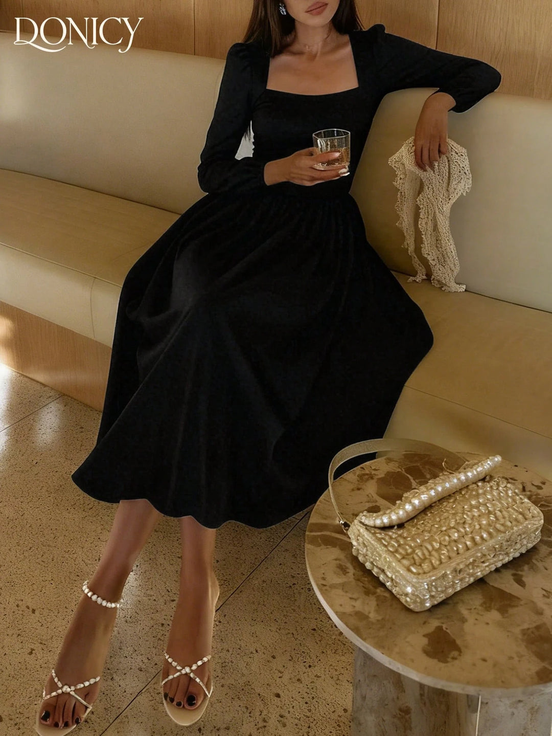 SHEIN maxi ruha, fekete