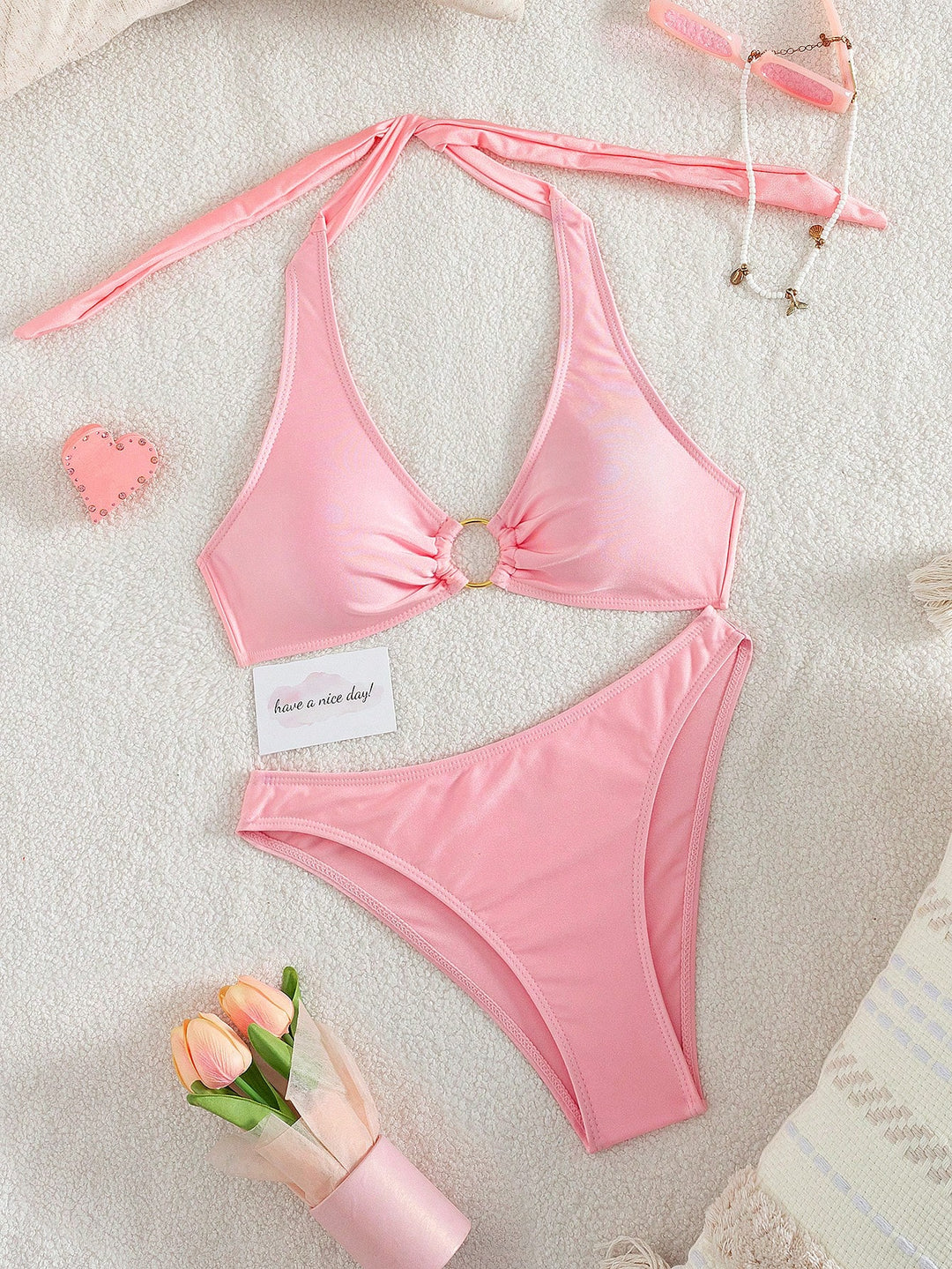 Set bikini SHEIN, roz