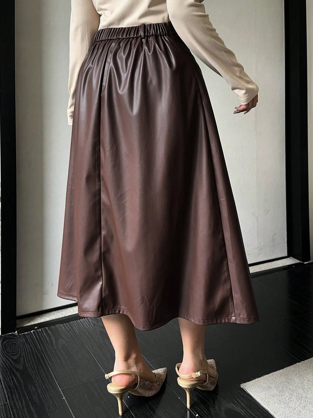 SHEIN midiszoknya, barna
