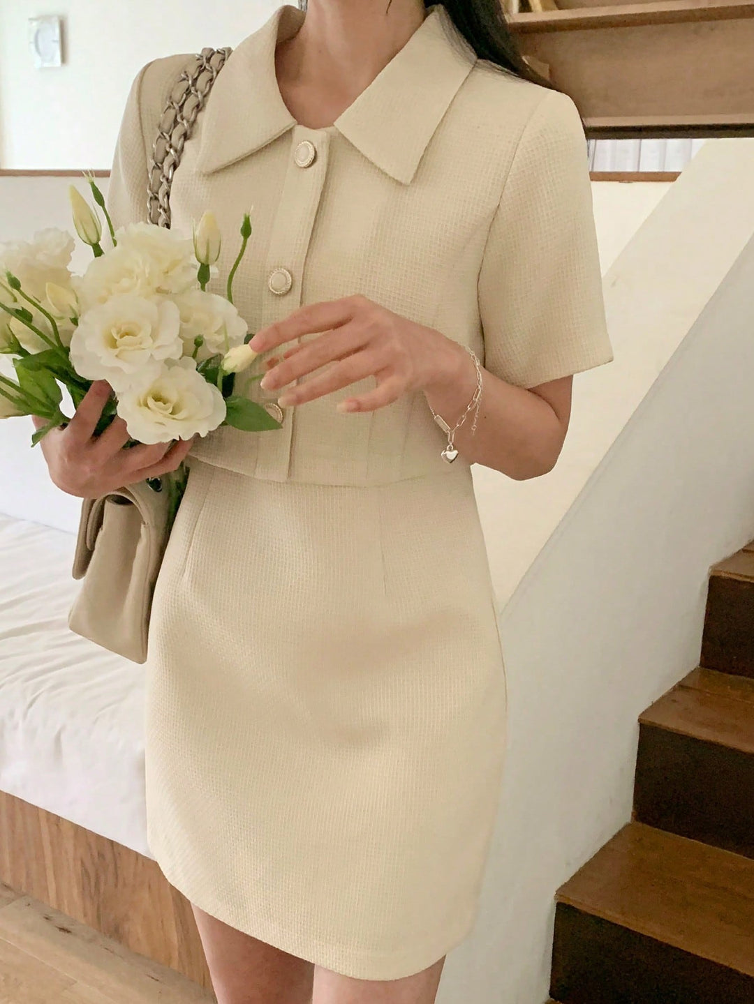 Rochie scurtă SHEIN, bej