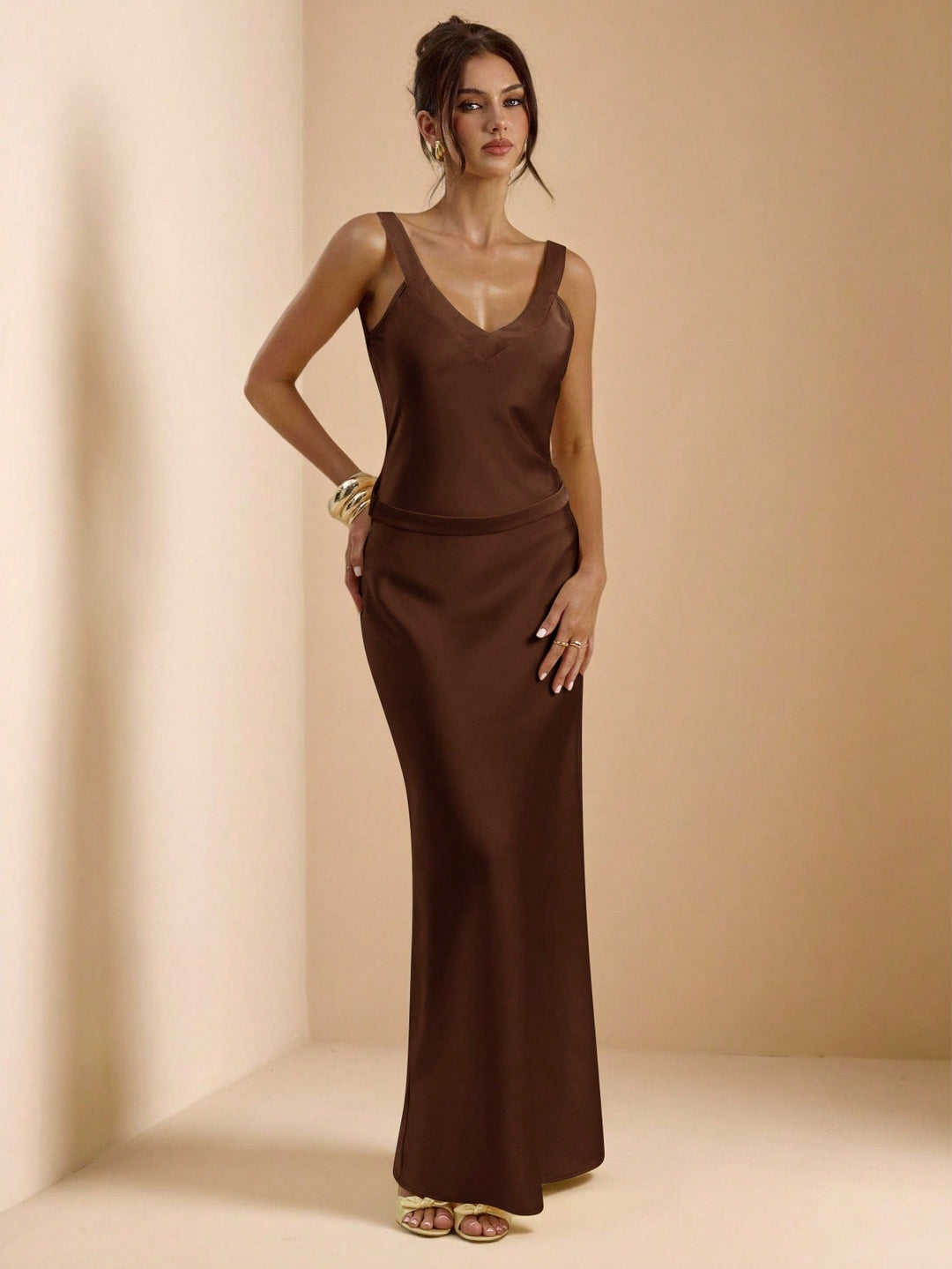 SHEIN maxi ruha, barna