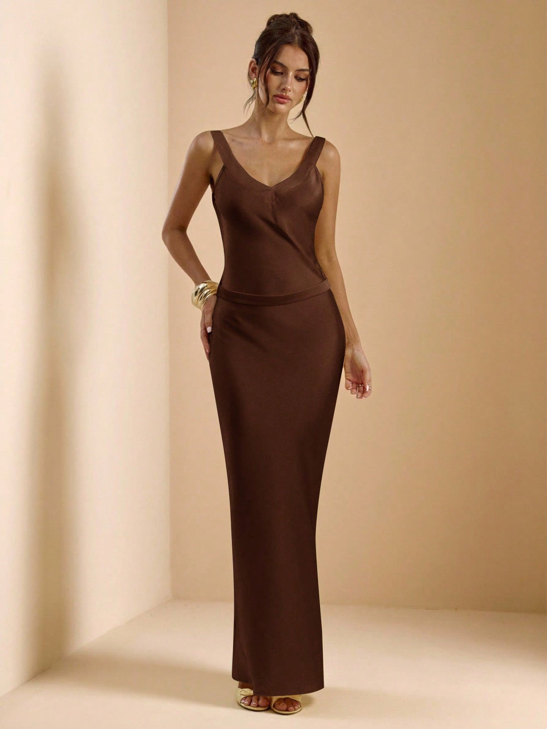 SHEIN maxi ruha, barna