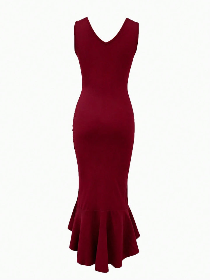 SHEIN bordó maxi ruha
