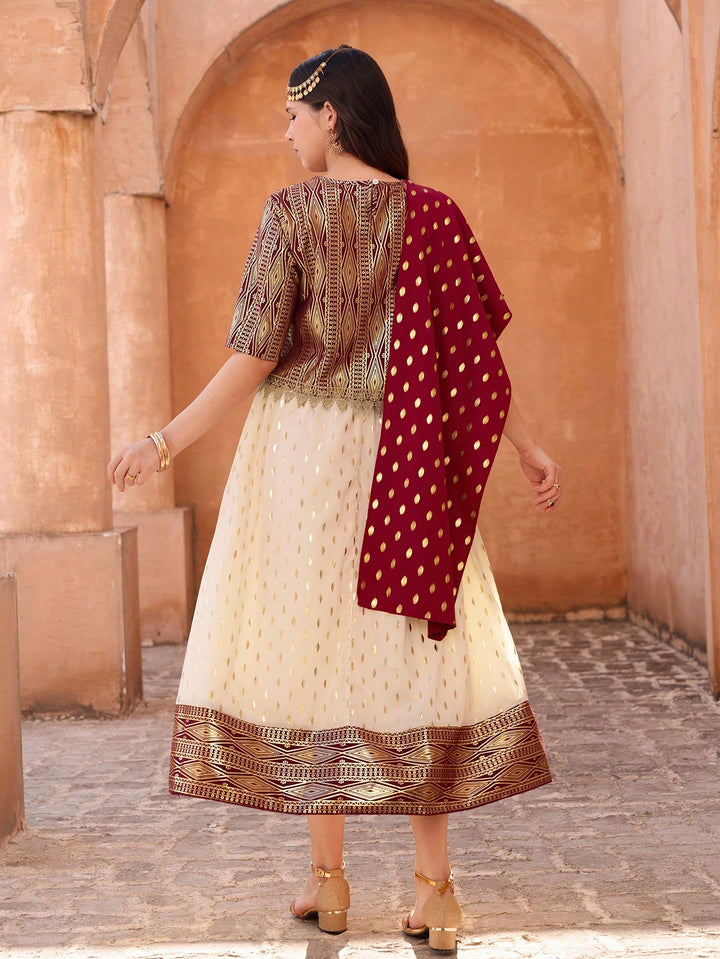 Abaya szett, SHEIN, burgundi