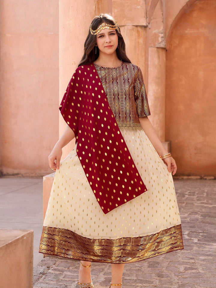 Abaya szett, SHEIN, burgundi
