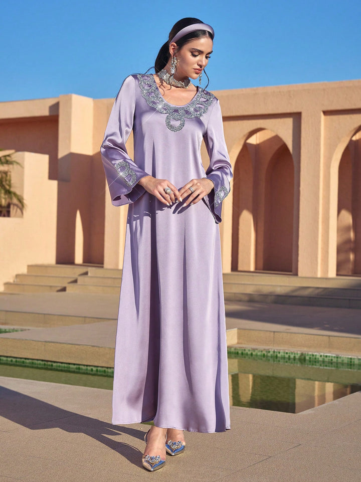 Set caftan și jalabiya SHEIN, mov