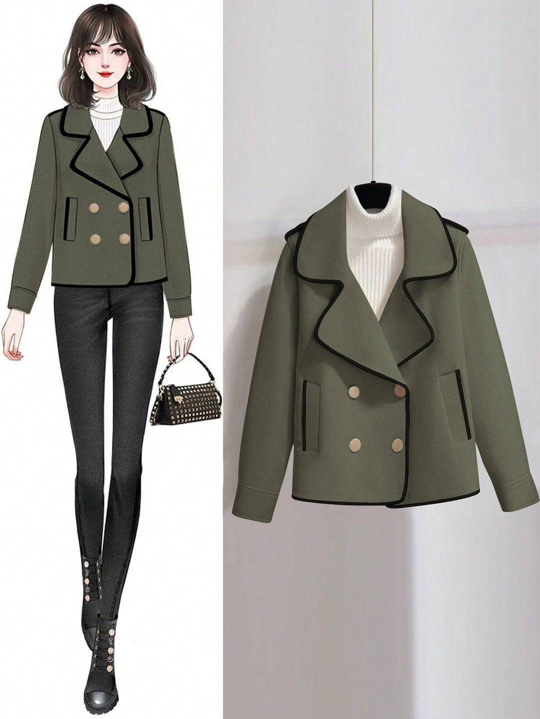 Palton SHEIN, verde