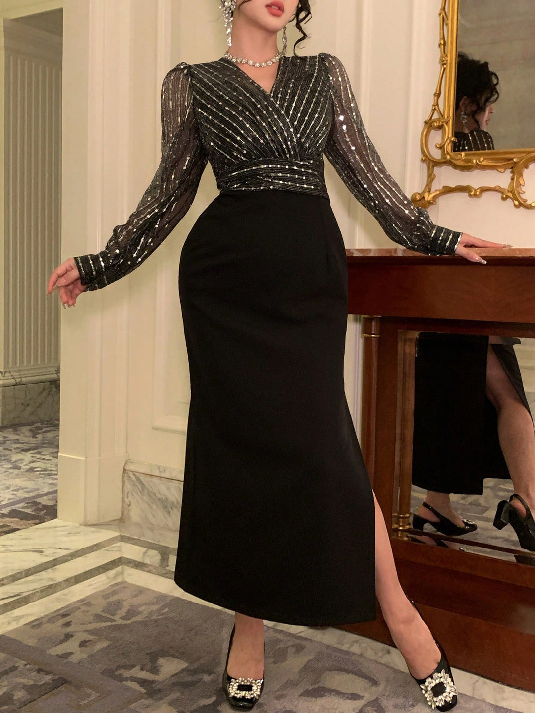 SHEIN maxi ruha, fekete