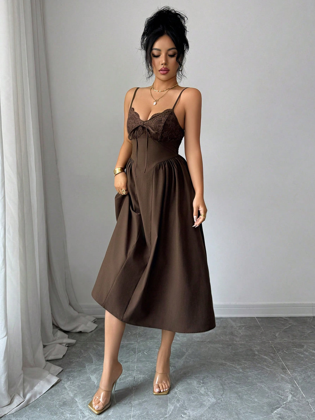 Rochie midi SHEIN, maro