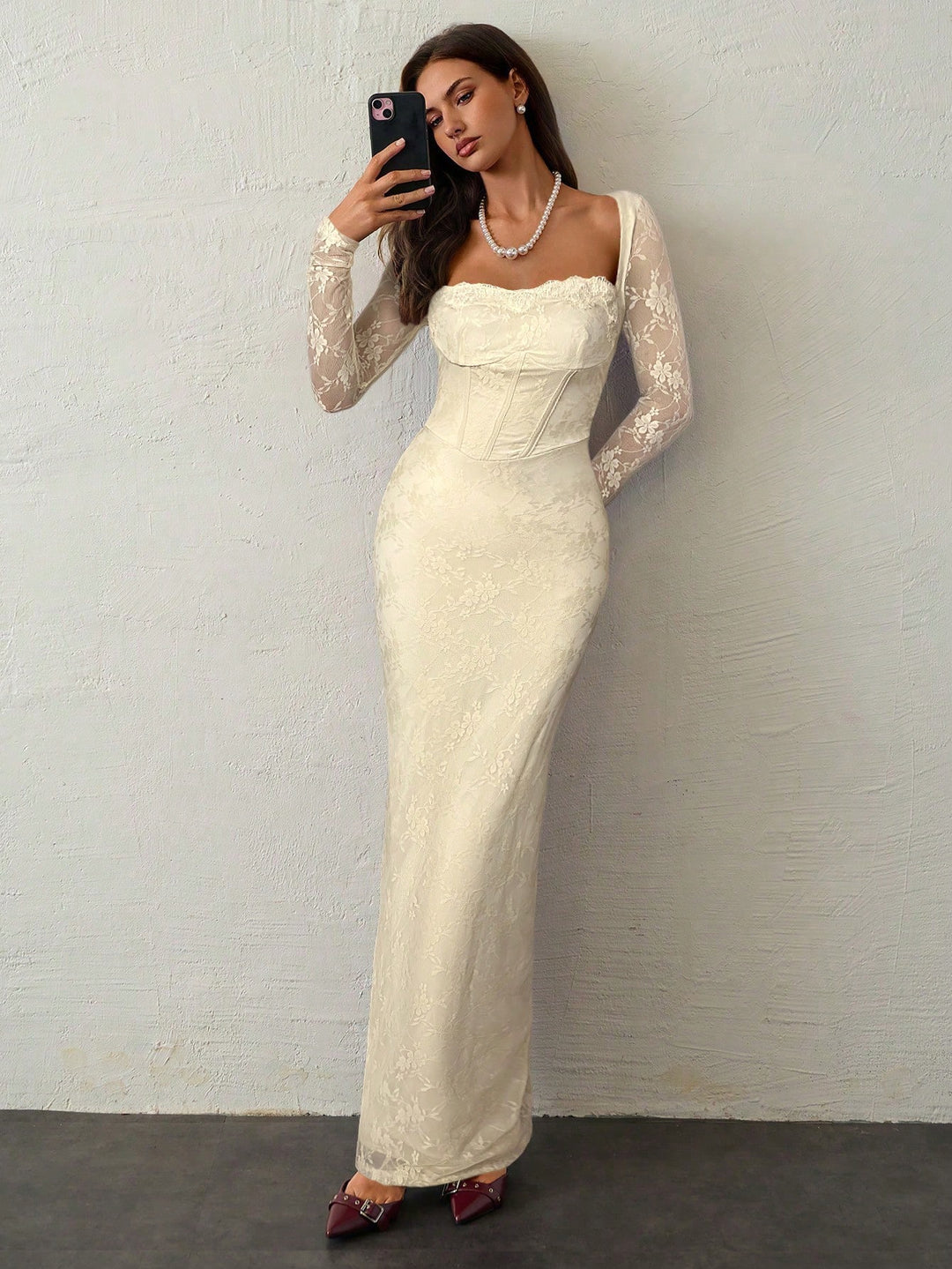 Rochie maxi SHEIN, bej