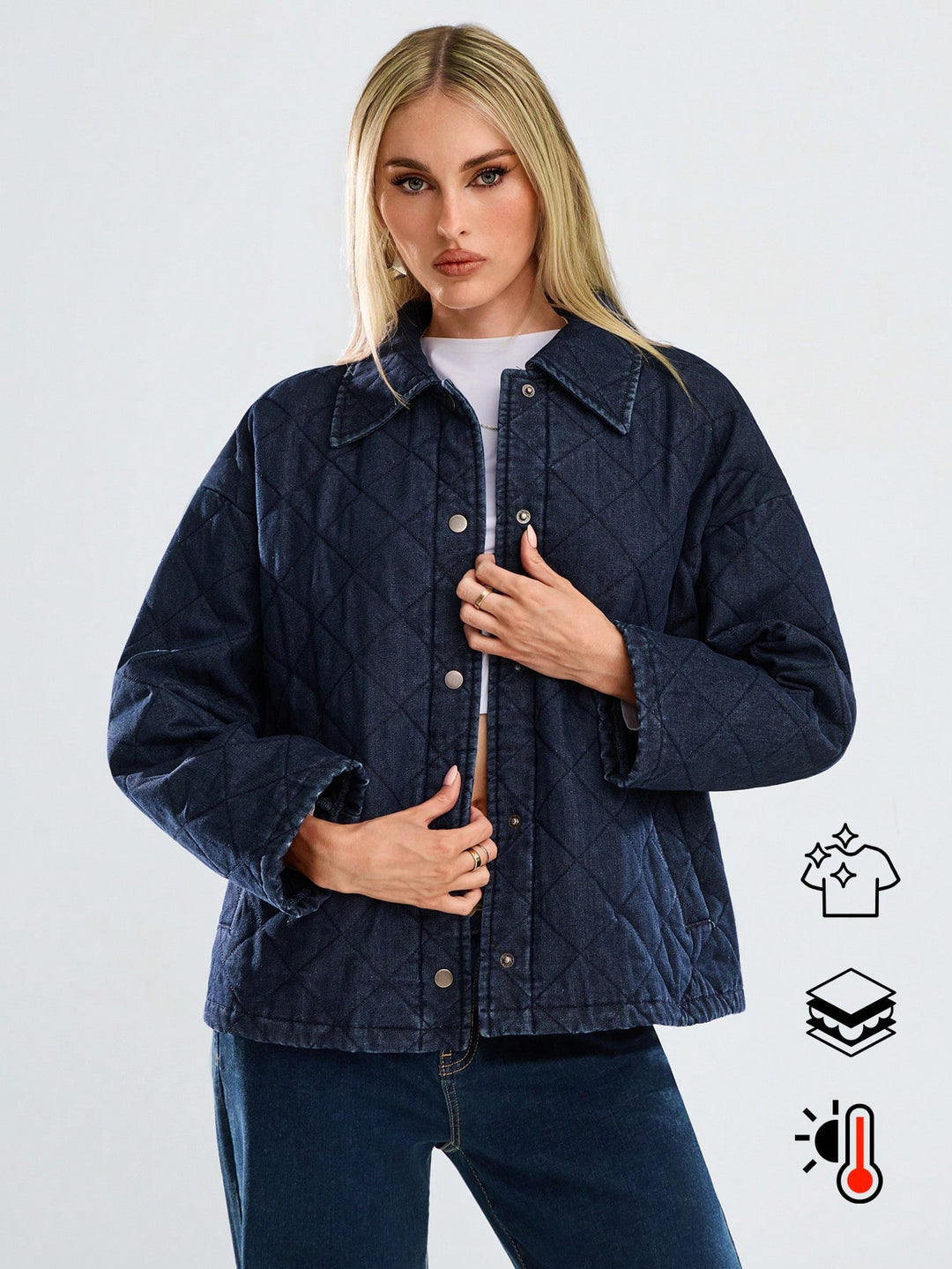 Jachetă din denim SHEIN, albastru