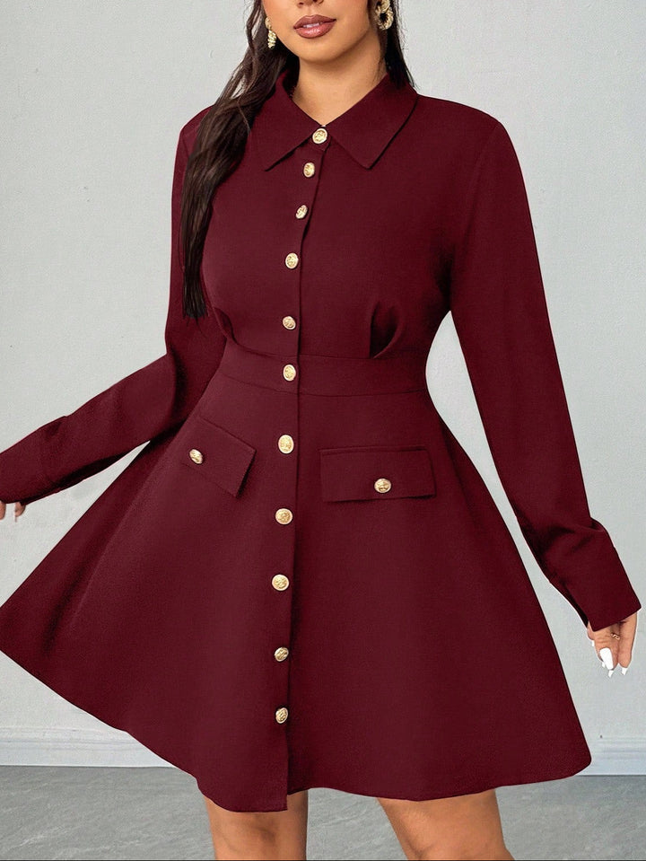 Shein Curve+ miniruha, bordó