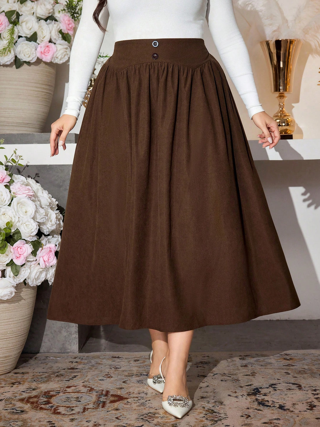 SHEIN maxi szoknya, barna