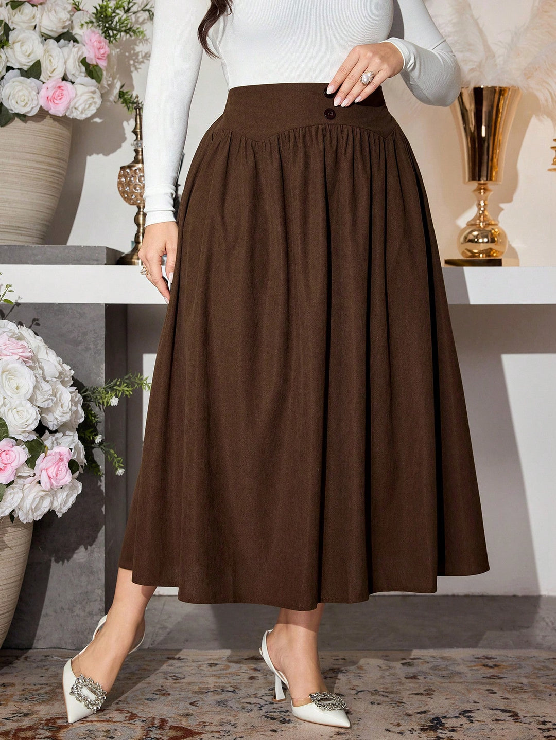 SHEIN maxi szoknya, barna