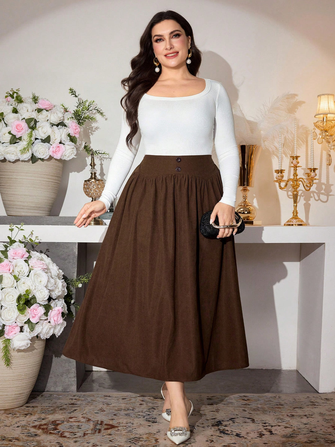 SHEIN maxi szoknya, barna