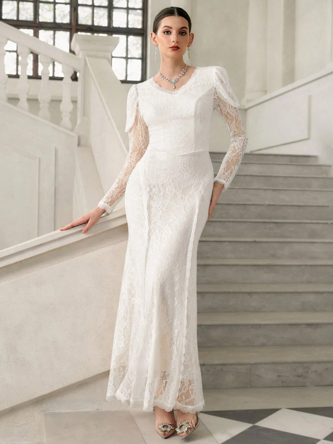 Rochie maxi SHEIN, crem
