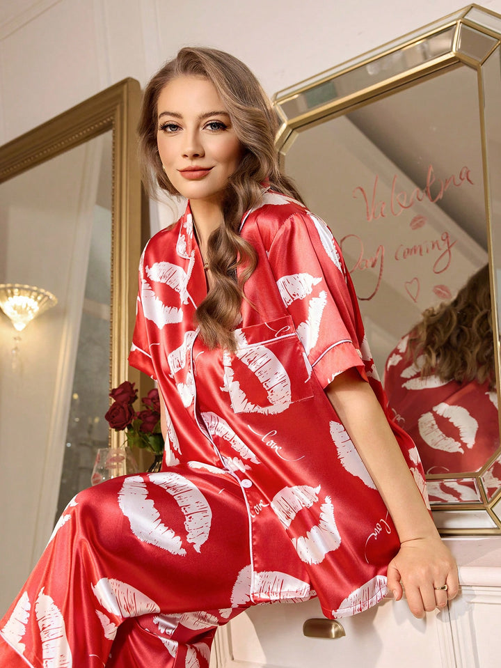 Set pijamale SHEIN, roșu