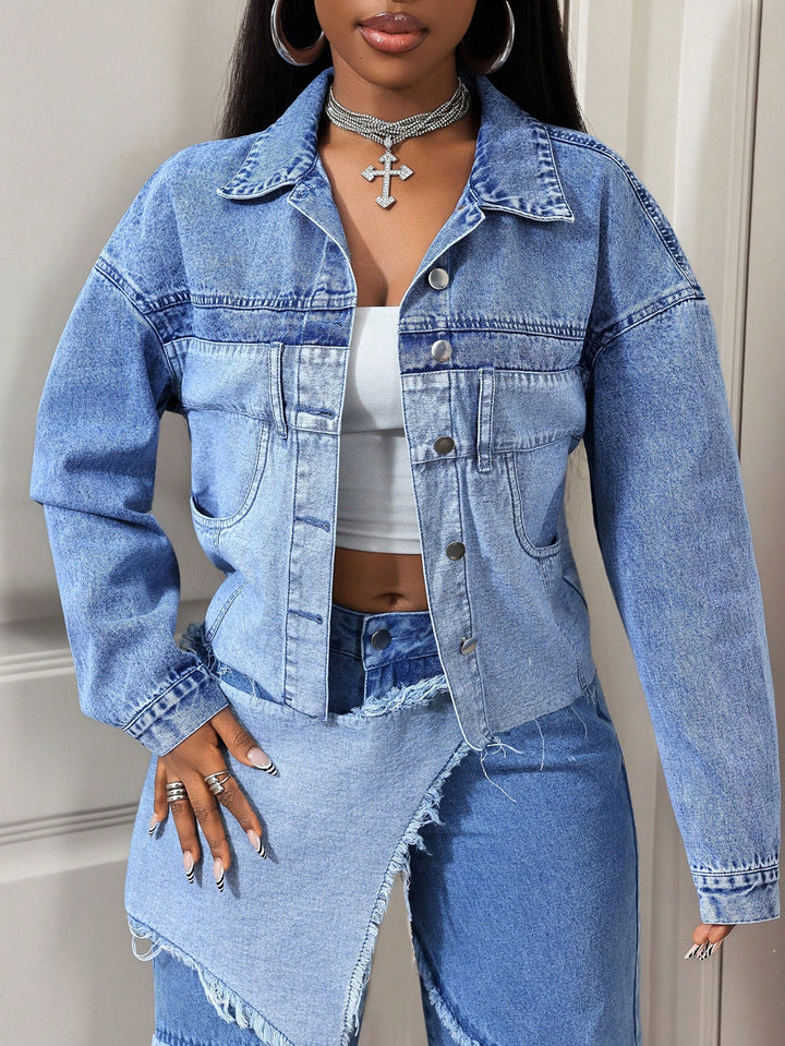 Jachetă denim SHEIN, albastru
