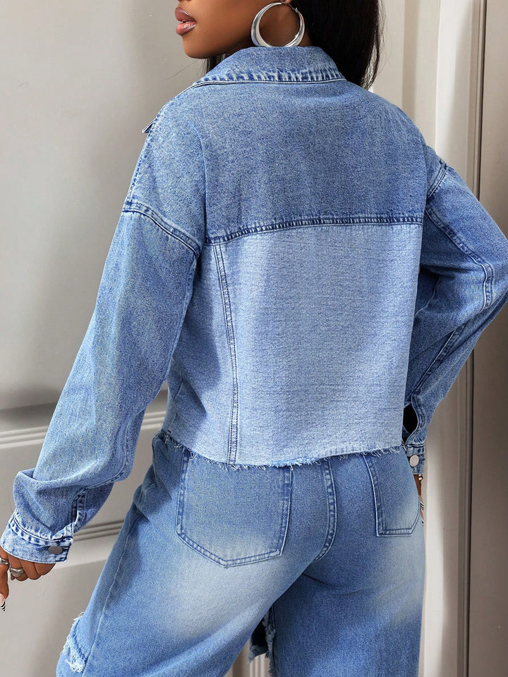 Jachetă denim SHEIN, albastru