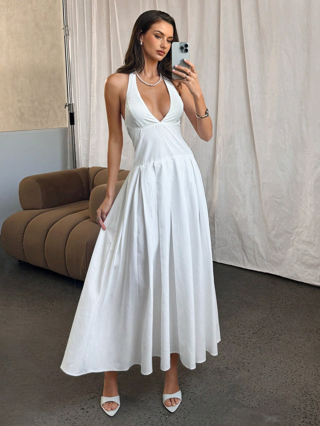 Rochie maxi SHEIN, alb