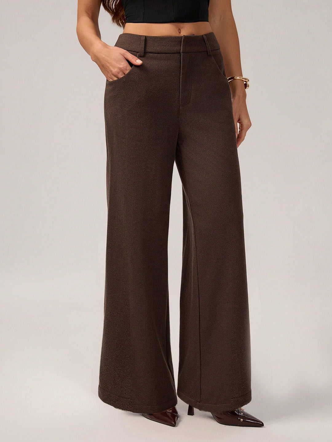 Pantaloni SHEIN, maro