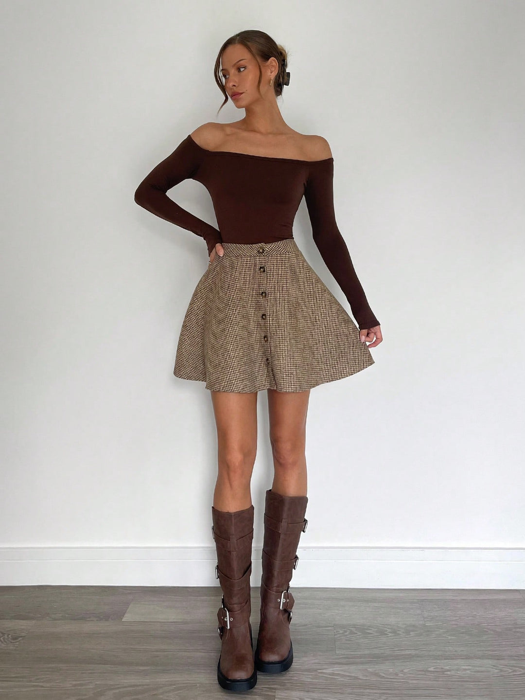 SHEIN miniszoknya, barna