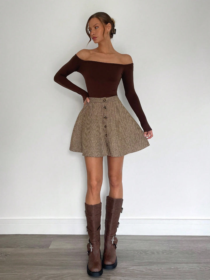 SHEIN miniszoknya, barna