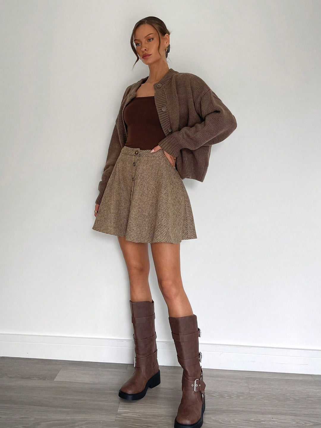 SHEIN miniszoknya, barna