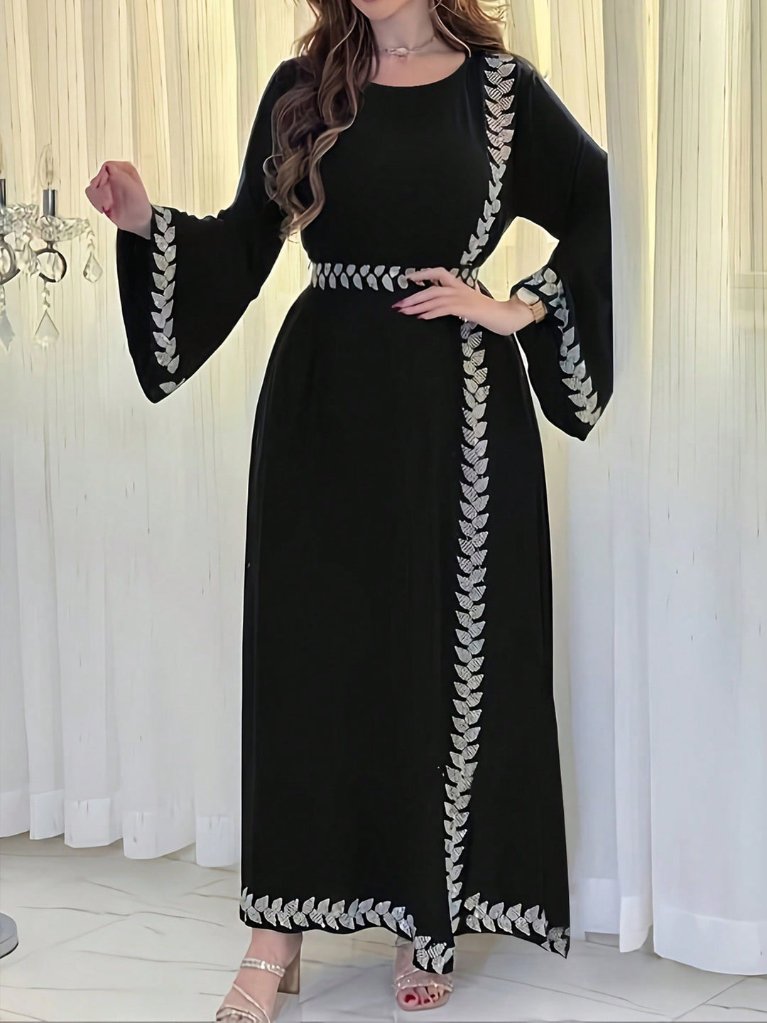 SHEIN kaftán és jalabiya szett, fekete