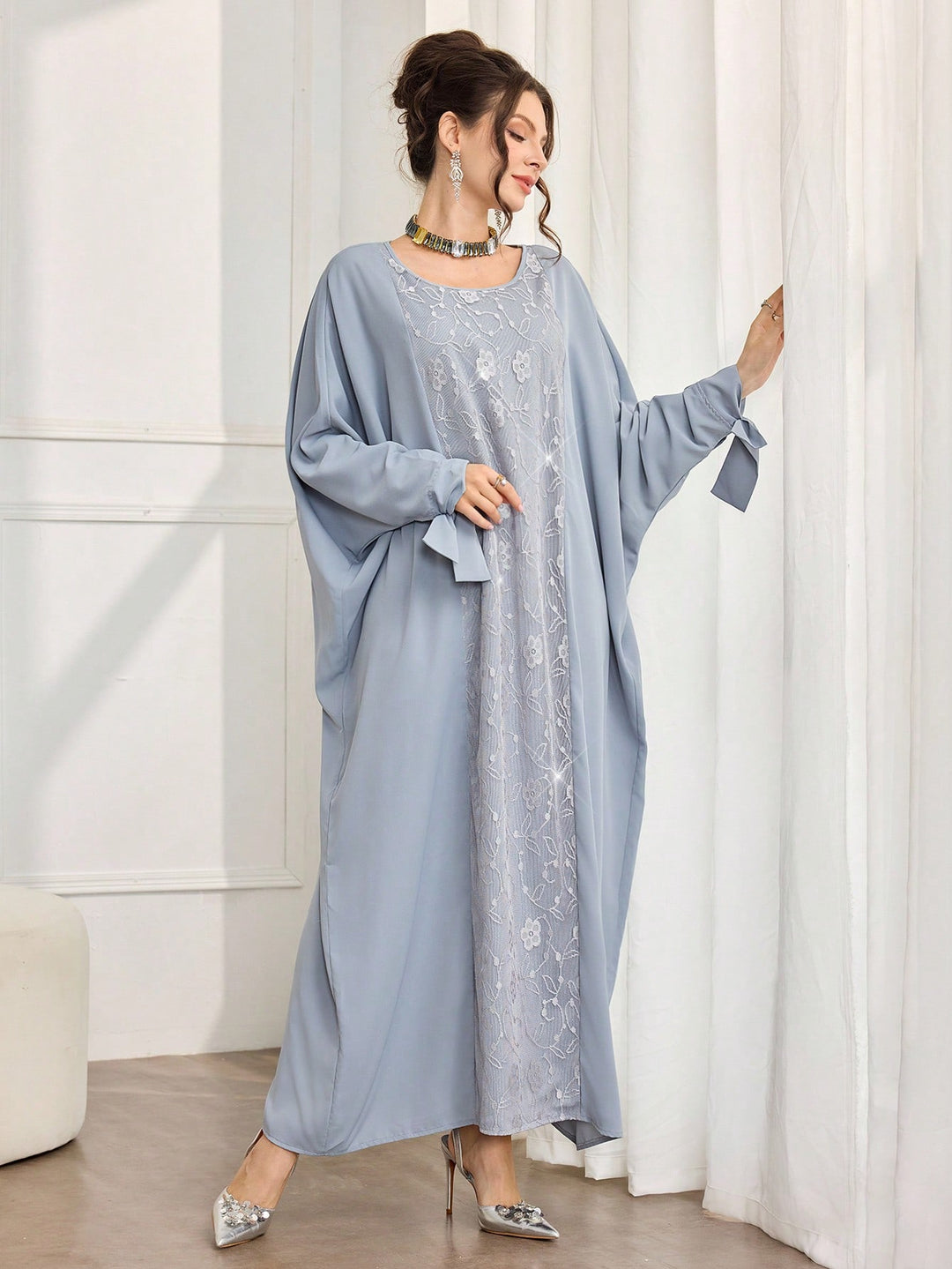 Set caftan și jalabiya SHEIN, albastru