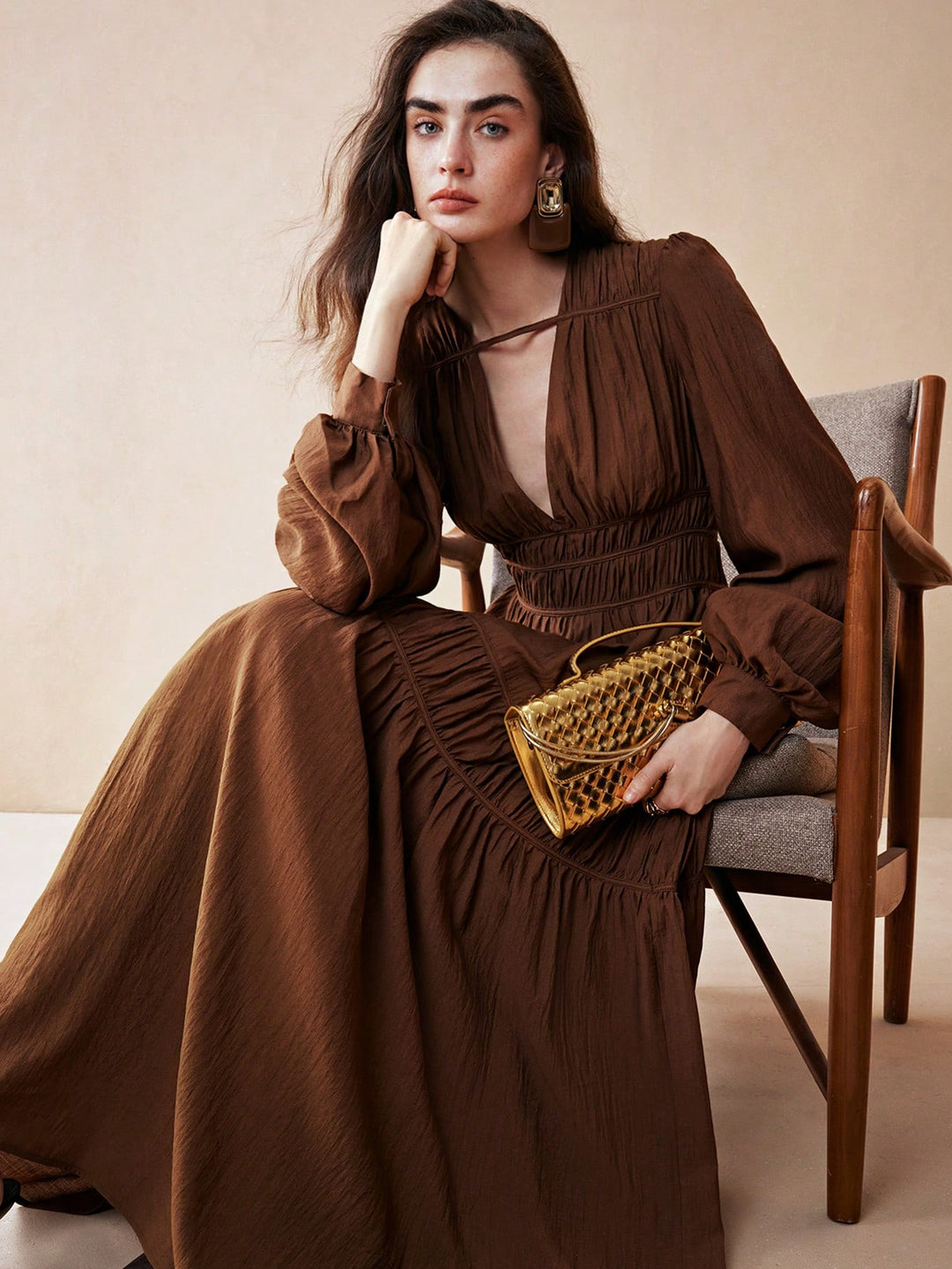 Rochie maxi SHEIN, maro