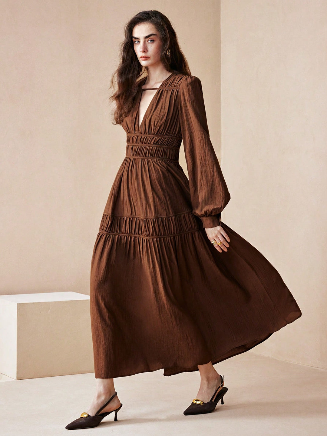 Rochie maxi SHEIN, maro