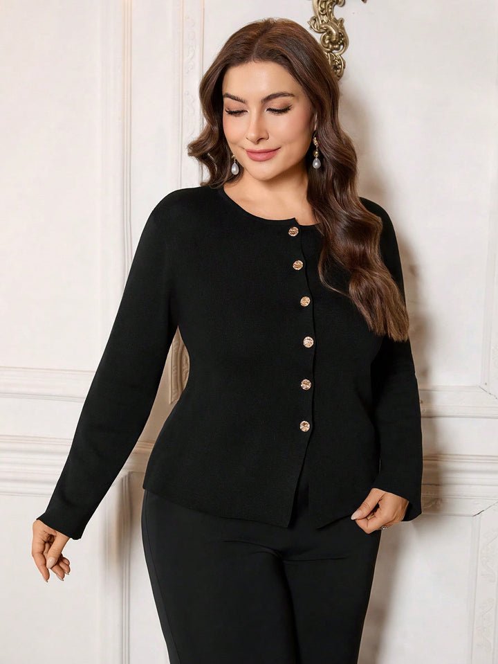 SHEIN gombos blúz, fekete