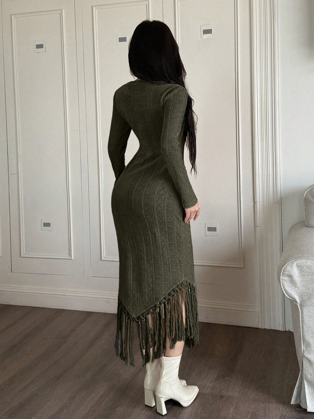 Rochie maxi SHEIN, kaki