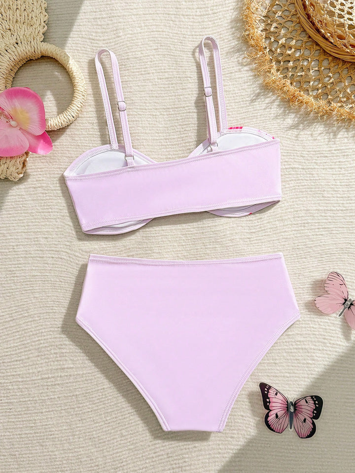 SHEIN bikinifelső és -alsó szett, rózsa