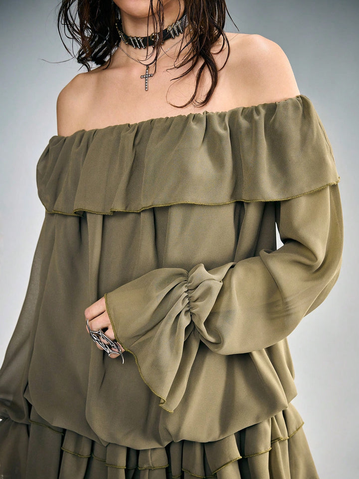 Rochie mini SHEIN, kaki