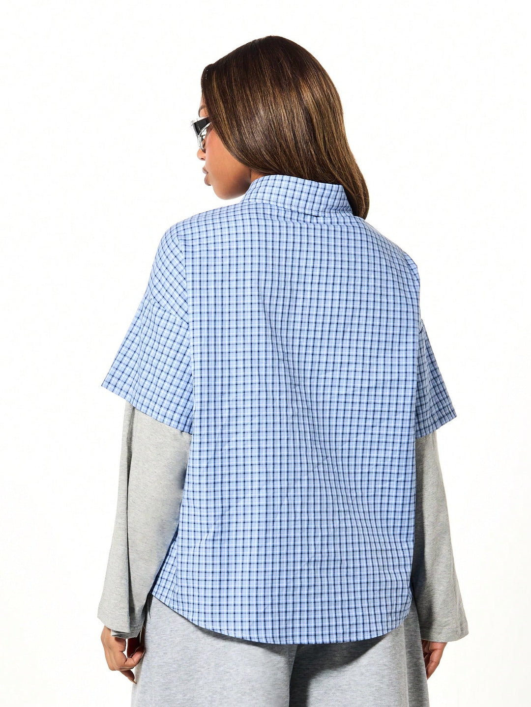 Cămașă oversized SHEIN, albastru
