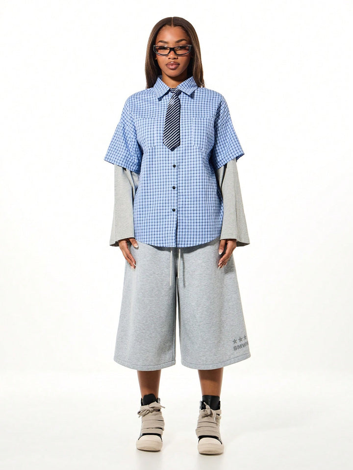 Cămașă oversized SHEIN, albastru