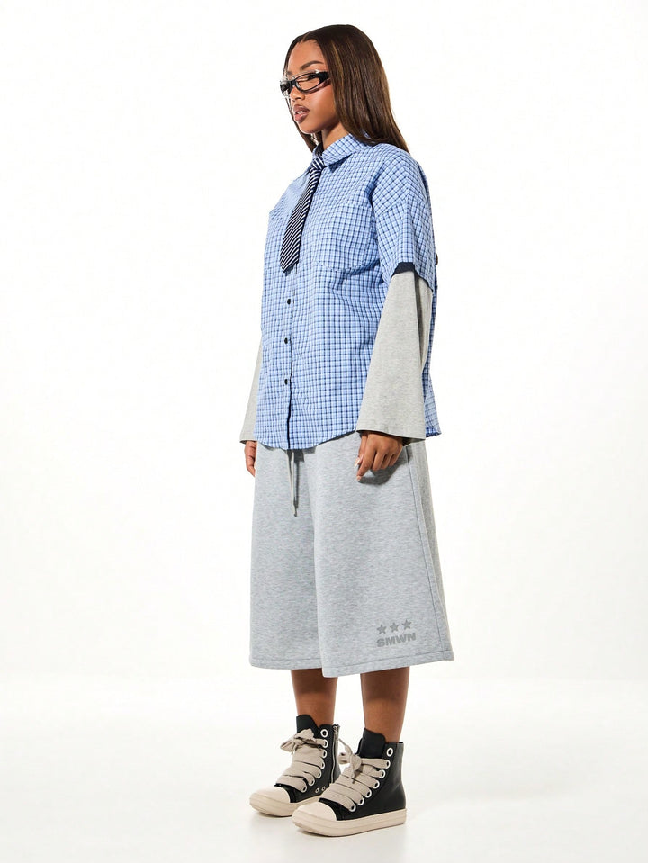 Cămașă oversized SHEIN, albastru