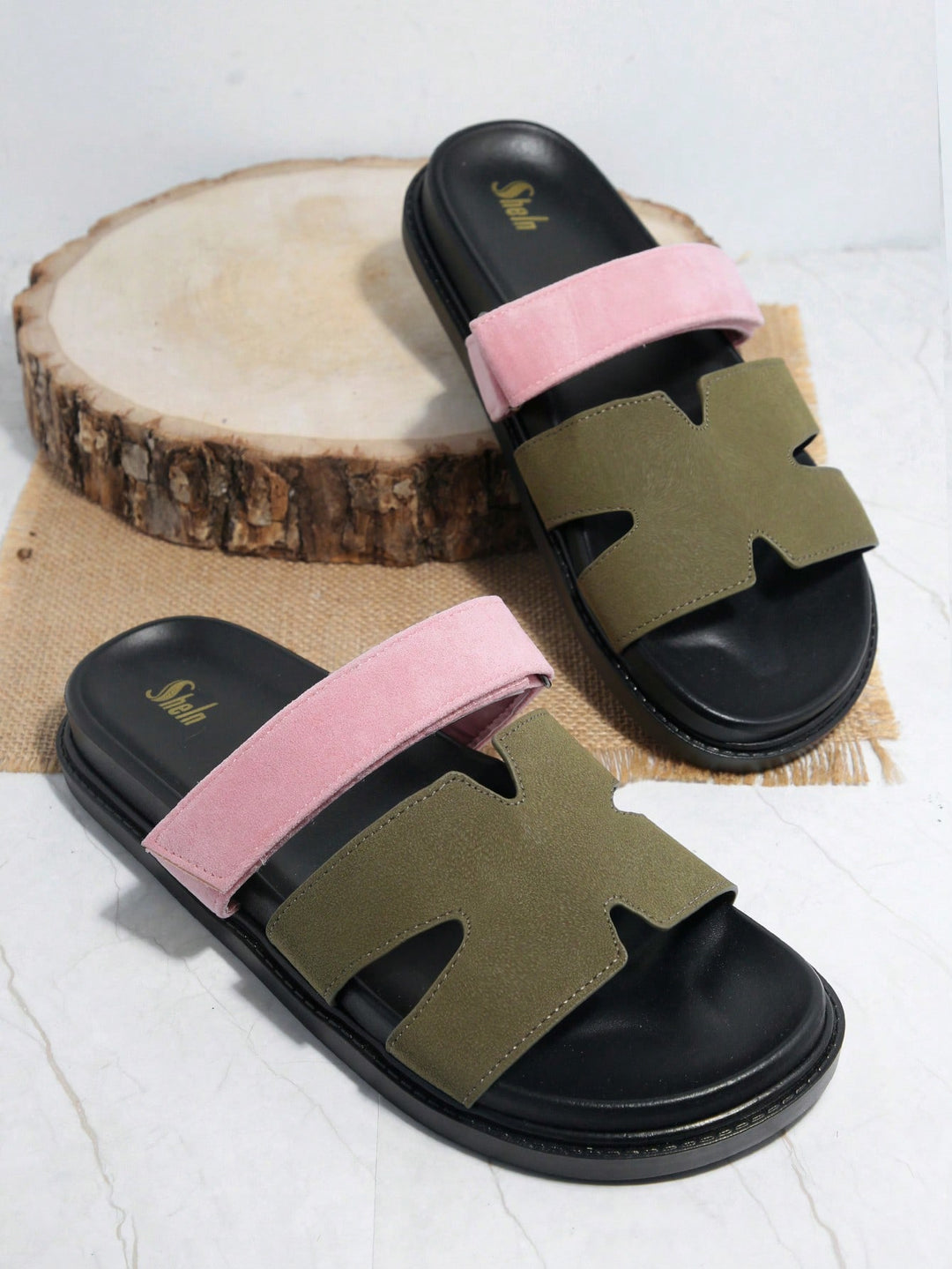 SHEIN szandál, khaki