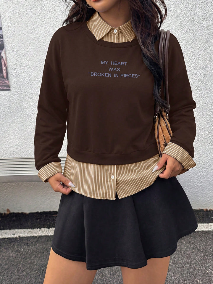 Shein Curve+ blúz, barna