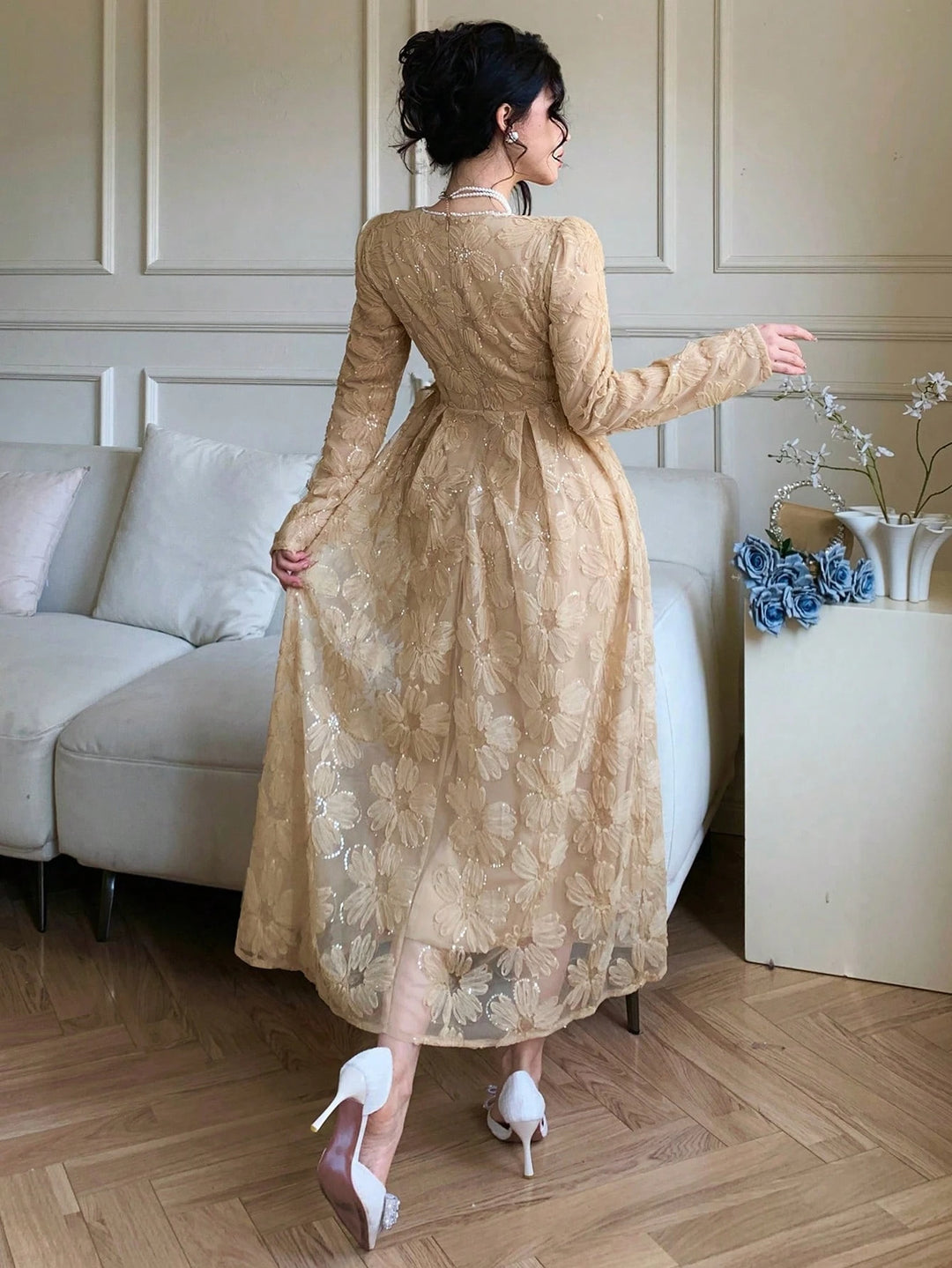 Rochie midi SHEIN, bej