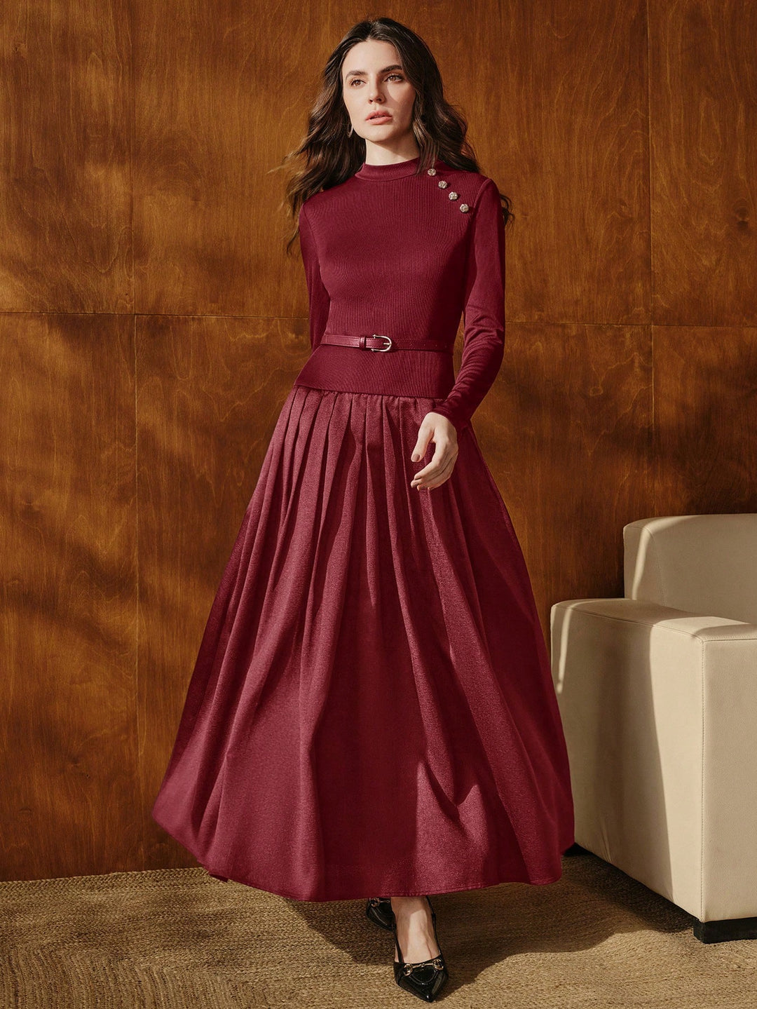 Rochie maxi SHEIN, vișiniu