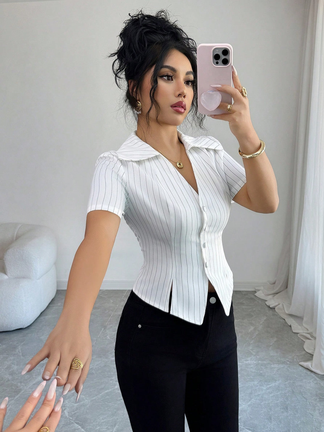 Cămașă tip bluză SHEIN, negru