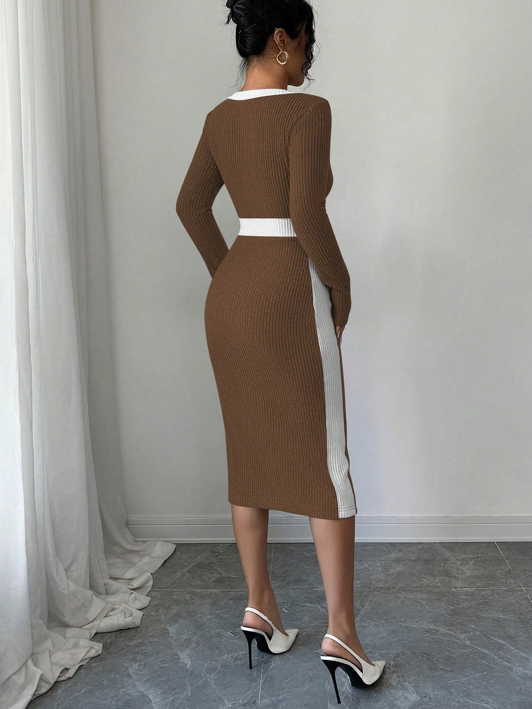 Rochie midi SHEIN, maro
