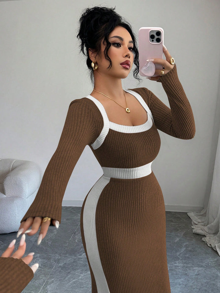Rochie midi SHEIN, maro